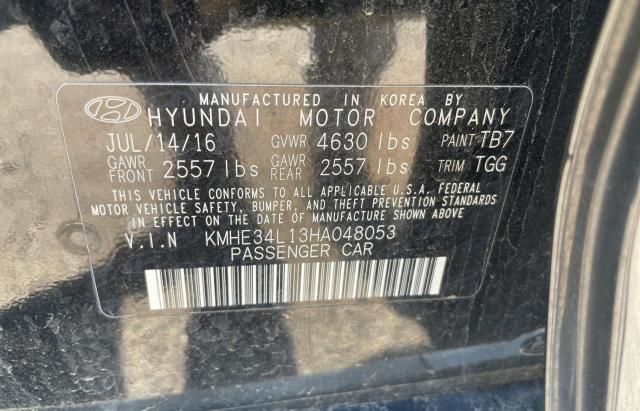 KMHE34L13HA048053 - 2017 HYUNDAI SONATA HYBRID BLACK photo 10