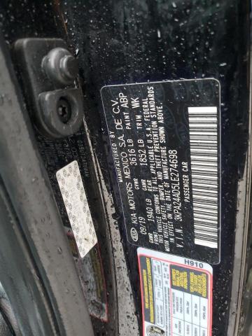 3KPA24AD5LE274698 - 2020 KIA RIO LX BLACK photo 12