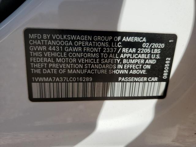 1VWMA7A37LC016289 - 2020 VOLKSWAGEN PASSAT R-LINE Ağ foto 12