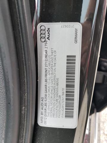 WAUJGAFC7CN176670 - 2012 AUDI A6 PRESTIGE შავი ფოტო 12