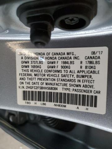 2HGFC2F58HH568084 - 2017 HONDA CIVIC LX SILVER photo 12