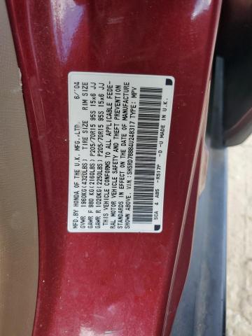 SHSRD78884U248317 - 2004 HONDA CR-V EX BURGUNDY photo 13