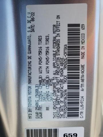 3TYRX5GNXNT063696 - 2022 TOYOTA TACOMA ACCESS CAB ვერცხლისფერი ფოტო 12