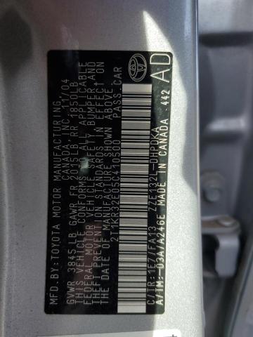 2T1KR32E05C410500 - 2005 TOYOTA COROLLA MA XR SILVER photo 12