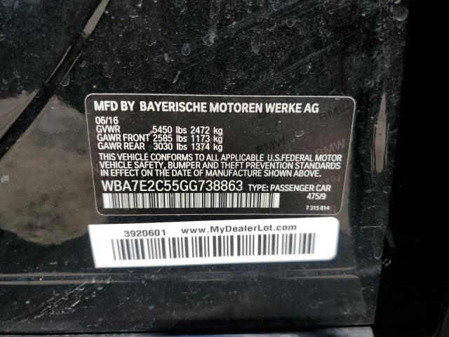 WBA7E2C55GG738863 - 2016 BMW 740 I أسود صورة 12