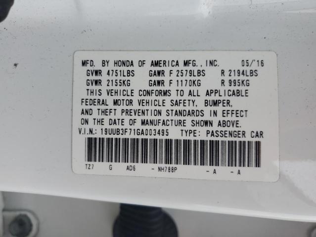 19UUB3F71GA003495 - 2016 ACURA TLX ADVANCE 白色 照片 12