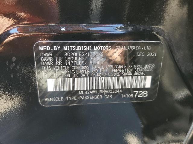 ML32AWHJ9NH003044 - 2022 MITSUBISHI MIRAGE SE BLACK photo 12