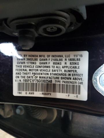 19XFC1F75GE002548 - 2016 HONDA CIVIC EXL 黑色 照片 12