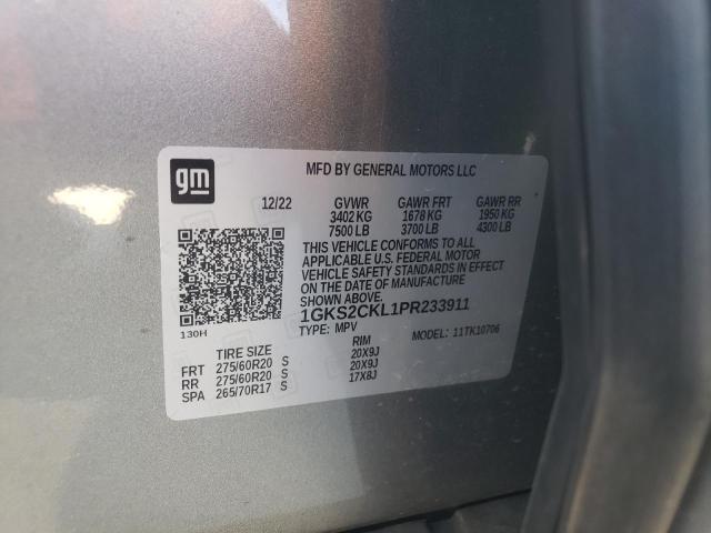 1GKS2CKL1PR233911 - 2023 GMC YUKON AT4 GRAY photo 12