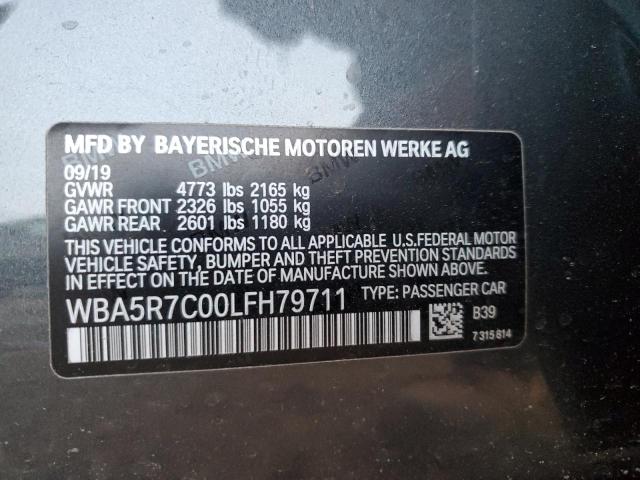WBA5R7C00LFH79711 - 2020 BMW 330XI Сірий фото 12