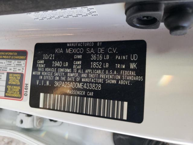 3KPA25AD0ME433828 - 2021 KIA RIO S WHITE photo 12