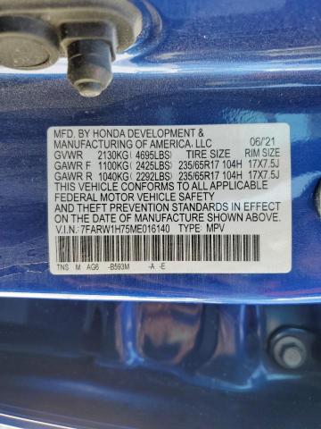 7FARW1H75ME016140 - 2021 HONDA CR-V SE BLUE photo 13