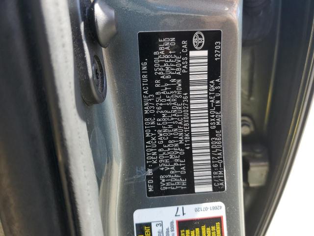 4T1BK1EBXDU027364 - 2013 TOYOTA AVALON BASE 灰色 照片 12