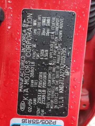 KNDJT2A27A7035795 - 2010 KIA SOUL + RED photo 14