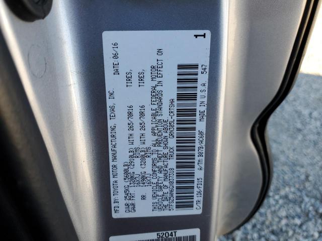 5TFSZ5AN6GX037318 - 2016 TOYOTA TACOMA ACCESS CAB ვერცხლისფერი ფოტო 12