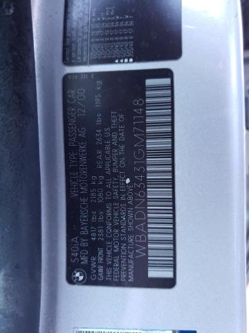 WBADN63431GM71148 - 2001 BMW 540 I AUTOMATIC Srebrny zdjęcie 12