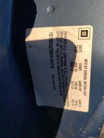 1G1ND52T3WY161718 - 1998 CHEVROLET MALIBU BLUE photo 12