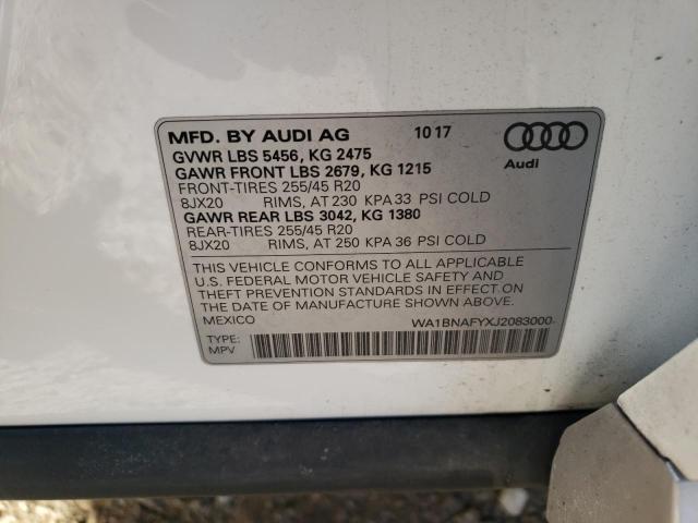 WA1BNAFYXJ2083000 - 2018 AUDI Q5 PREMIUM PLUS WHITE photo 13