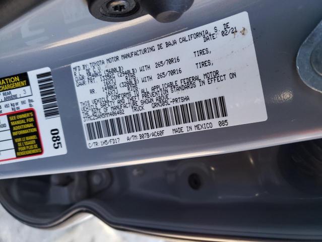 3TMCZ5AN5MM406482 - 2021 TOYOTA TACOMA DOUBLE CAB 灰色 照片 13