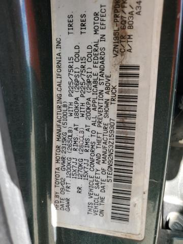 5TEGN92N53Z159307 - 2003 TOYOTA TACOMA DOUBLE CAB PRERUNNER GREEN photo 12