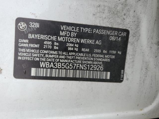 WBA3B5G57FNS12926 - 2015 BMW 328 XI SULEV WHITE photo 12