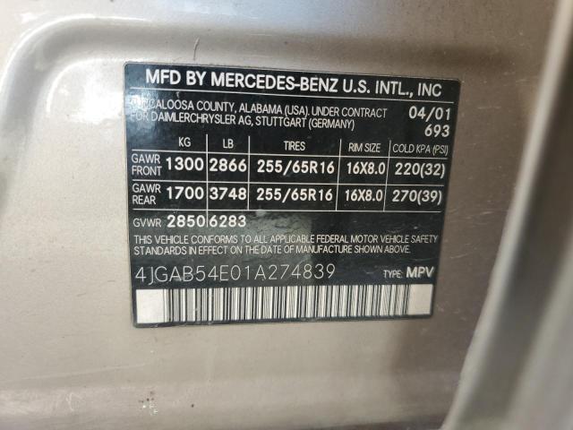 4JGAB54E01A274839 - 2001 MERCEDES-BENZ ML 320 GOLD photo 13