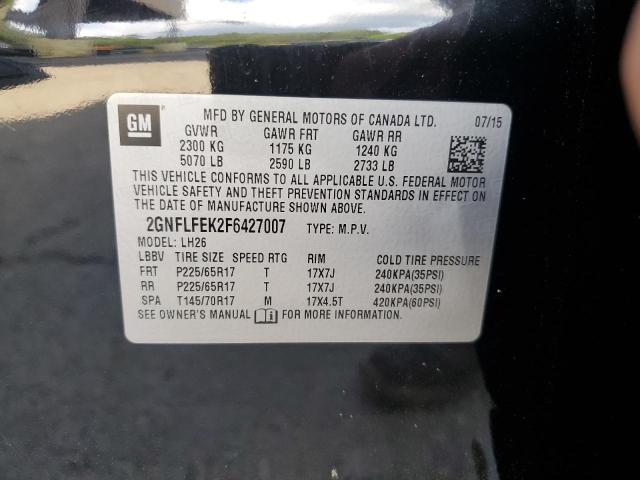 2GNFLFEK2F6427007 - 2015 CHEVROLET EQUINOX LT BLACK photo 12