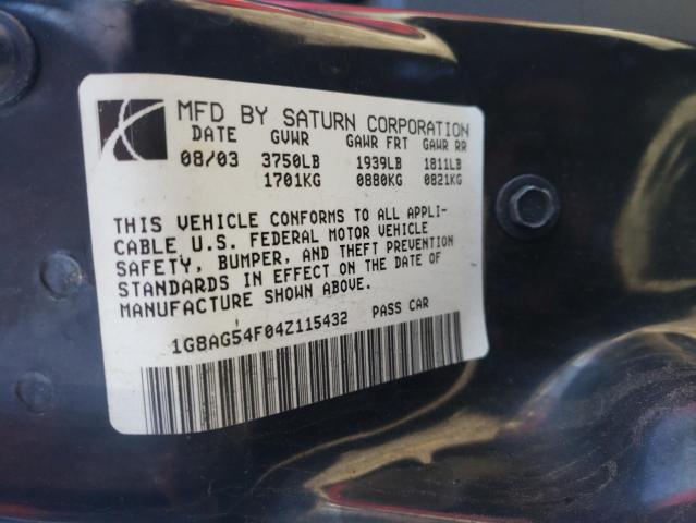 1G8AG54F04Z115432 - 2004 SATURN ION LEVEL 1 RED photo 12