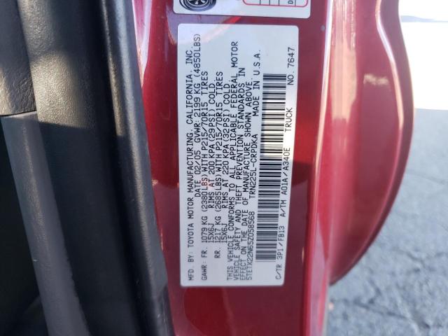 5TETX22N65Z058568 - 2005 TOYOTA TACOMA ACCESS CAB წითელი ფოტო 12