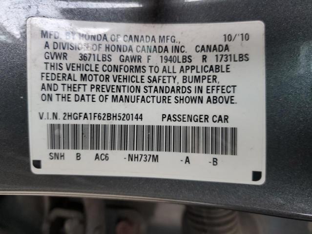 2HGFA1F62BH520144 - 2011 HONDA CIVIC LX-S رمادي صورة 12