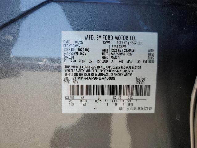 2FMPK4AP9PBA40089 - 2023 FORD EDGE ST CHARCOAL photo 12