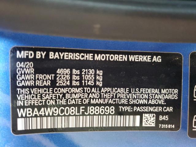 WBA4W9C08LFJ88698 - 2020 BMW 440XI BLUE photo 12