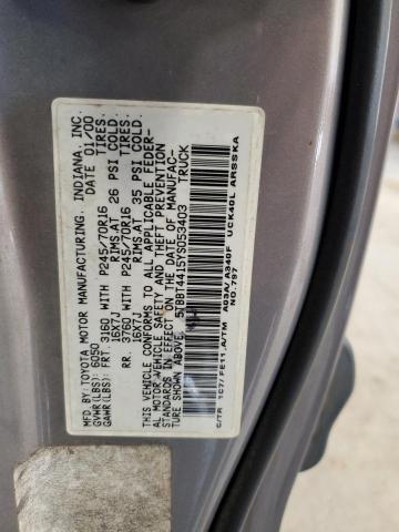 5TBBT4415YS053403 - 2000 TOYOTA TUNDRA ACCESS CAB ვერცხლისფერი ფოტო 12