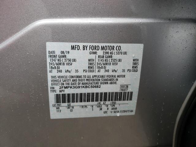 2FMPK3G91KBC50682 - 2019 FORD EDGE SE SILVER photo 13