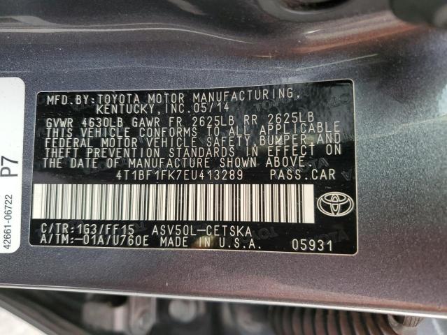 4T1BF1FK7EU413289 - 2014 TOYOTA CAMRY L GRAY photo 12