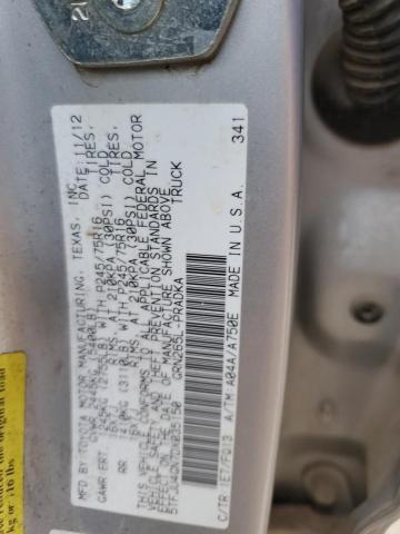 5TFJU4GN7DX035150 - 2013 TOYOTA TACOMA DOUBLE CAB PRERUNNER SILVER photo 12