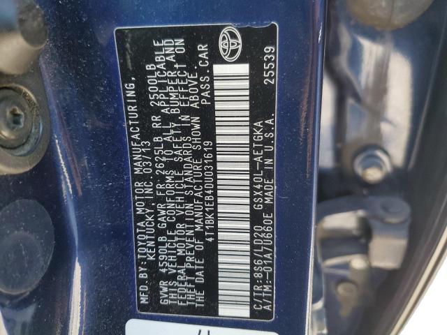 4T1BK1EB4DU031619 - 2013 TOYOTA AVALON BASE 蓝色 照片 12