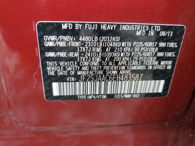 JF2SJAAC6EH483587 - 2014 SUBARU FORESTER 2.5I RED photo 13