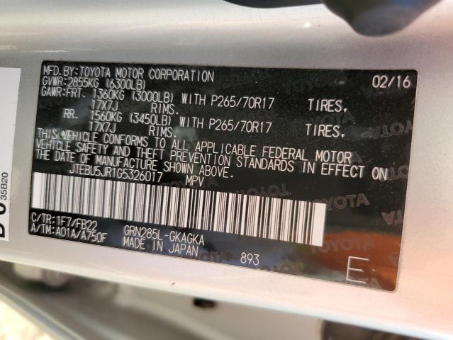 JTEBU5JR1G5326017 - 2016 TOYOTA 4RUNNER SR5/SR5 PREMIUM 银色 照片 13