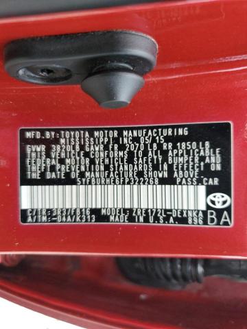 5YFBURHE6FP322268 - 2015 TOYOTA COROLLA L RED photo 13