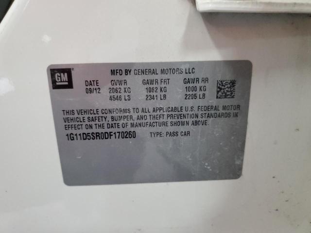 1G11D5SR0DF170260 - 2013 CHEVROLET MALIBU 1LT 白色 照片 12