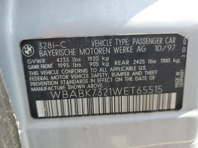 WBABK7321WET65515 - 1998 BMW 328 IC SILVER photo 12
