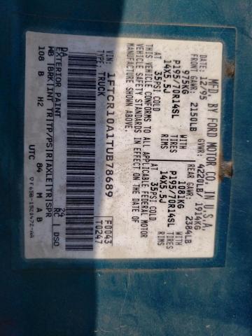 1FTCR10A1TUB78689 - 1996 FORD RANGER TEAL photo 12