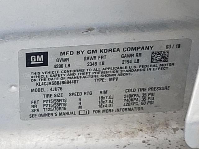 KL4CJASB8JB684407 - 2018 BUICK ENCORE PREFERRED Күміс фото 12