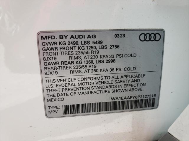 WA1EAAFY0P2127216 - 2023 AUDI Q5 PREMIUM PLUS 45 WHITE photo 12