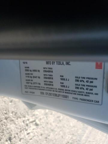 5YJ3E1EB8JF115561 - 2018 TESLA MODEL 3 WHITE photo 12