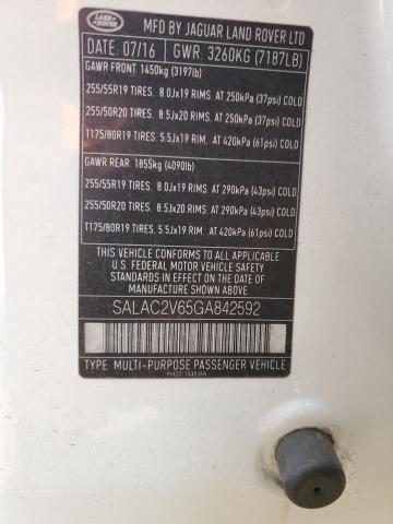 SALAC2V65GA842592 - 2016 LAND ROVER LR4 თეთრი ფოტო 13