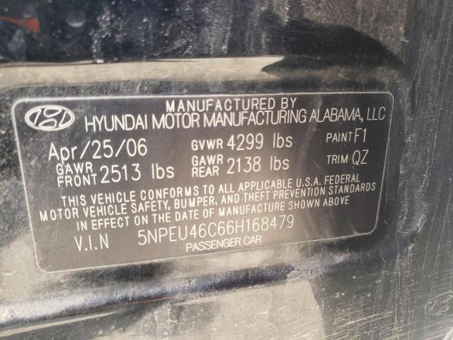 5NPEU46C66H168479 - 2006 HYUNDAI SONATA GLS BLACK photo 12