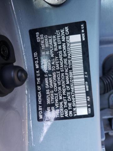 SHHFK7H40KU218981 - 2019 HONDA CIVIC SPORT ნაცრისფერი ფოტო 12