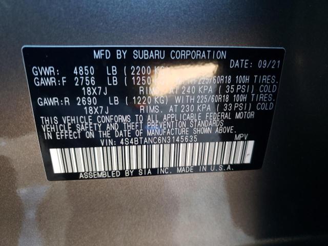 4S4BTANC6N3145635 - 2022 SUBARU OUTBACK LIMITED SILVER photo 13